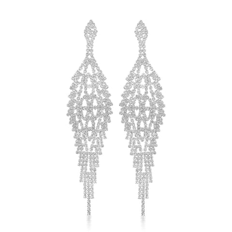 JASMINE - clear silver teardrop rhinestone earrings