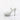 An ankle strap clear high-heeled bikini shoes with glittery platform on a white background.