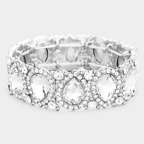 KYMA - clear teardrop crystal rhinestone stretch bracelet