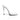 A single clear and silver strapless high bikini heels slip on shoe with a 4.5 inch heel and a metallic toe cap.