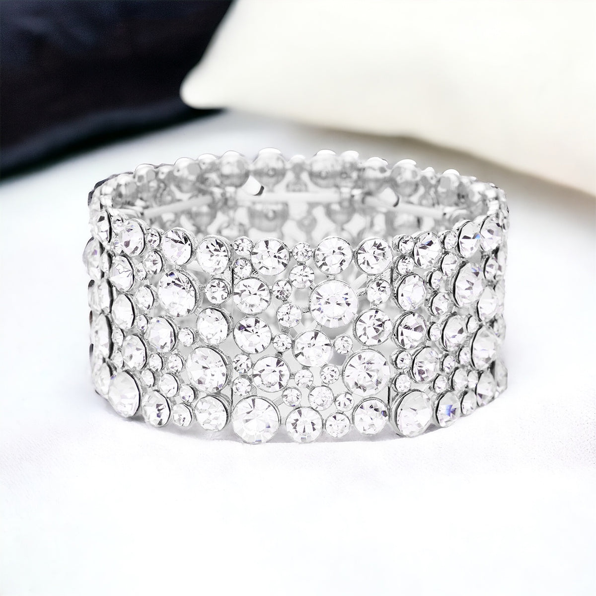 LIRA - clear silver stretch bubble rhinestone bracelet
