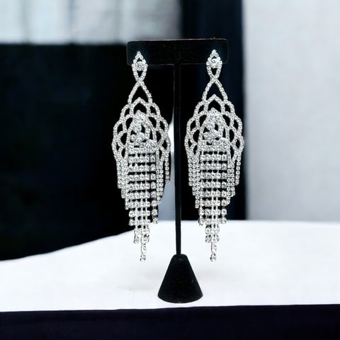 ALLEGRA - clear rhinestone chandelier statement earrings