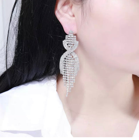 EVA - clear criss cross dangle rhinestone earrings