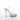 Ankle Strap Clear high-heeled bikini heels shoe with platform and stiletto heel on a white background.