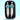 Pair of bikini jewelry earrings with blue gemstones and white fringe on a black stand against a light blue background