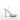 Clear ankle strap high-heeled bikini heels on a white background.