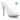 A strapless white high-heeled bikini shoes with crystal embellishments on a white background.