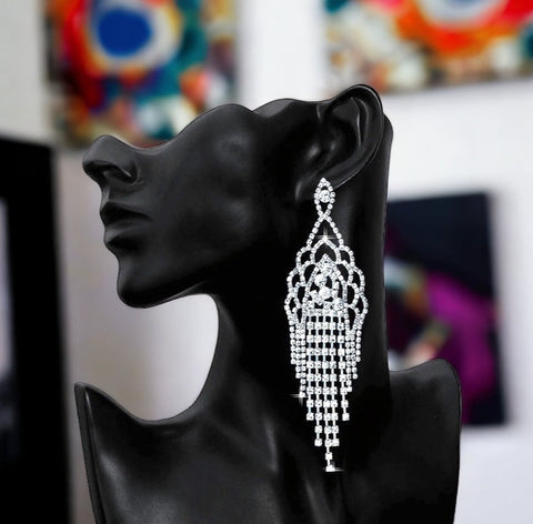 Allegra- clear rhinestone chandelier statement earrings