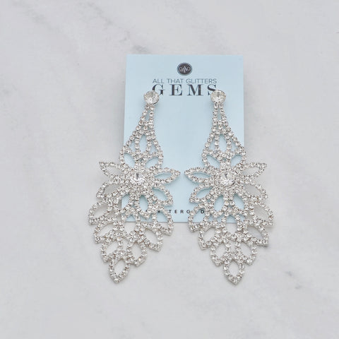 MAYA - clear silver chandelier rhinestone earrings