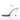 Clear ankle strap high-heeled bikini heels on a white background