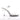 Clear ankle strap high-heeled bikini heels on a white background.