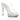 A clear, two-band slip-on posing bikini heels with a high, curved heel and a platform sole.