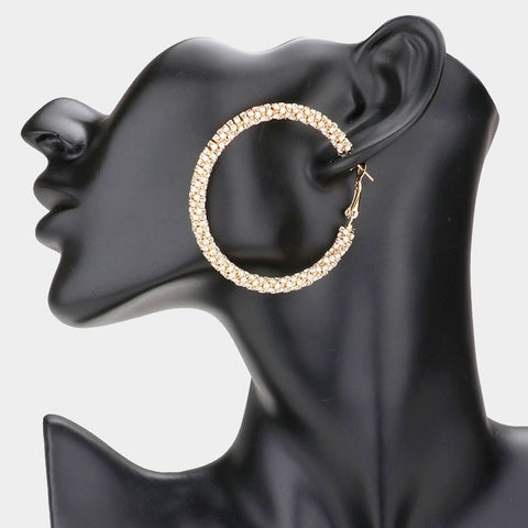 NOELLE - clear Gold rhinestone hoop earrings
