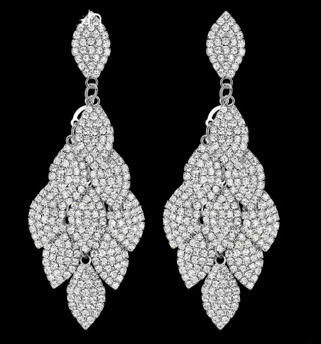 Selina - clear silver pave rhinestone earrings