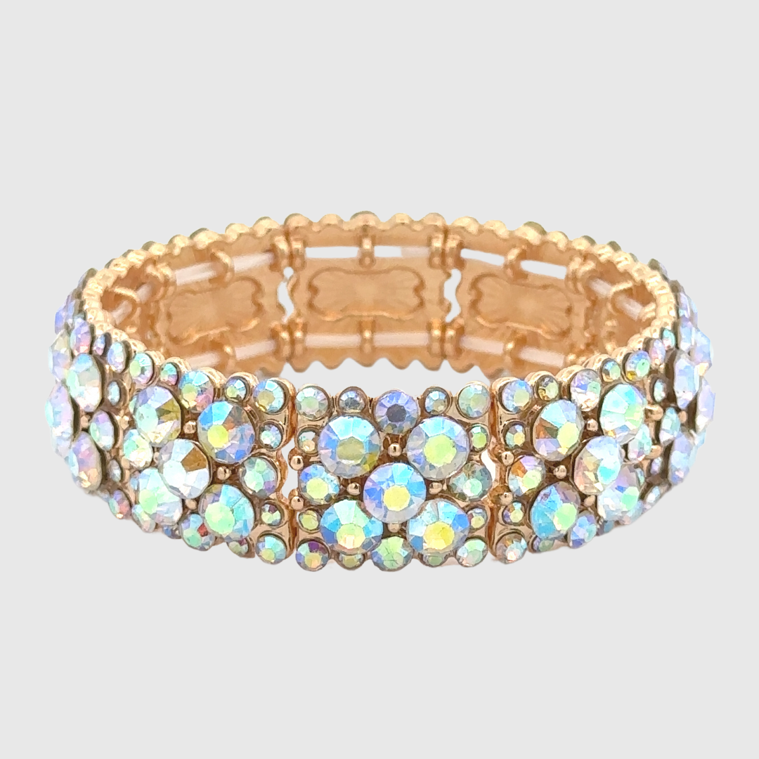 Leah -AB gold bubble stretch rhinestone bracelet