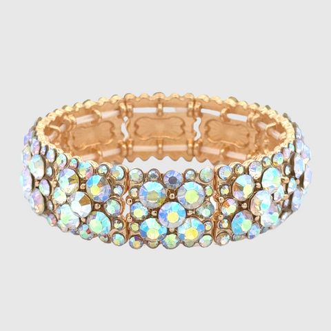 LEAH - AB gold bubble stretch rhinestone bracelet