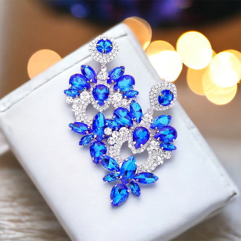 PARIS - clear sapphire floral rhinestone earrings