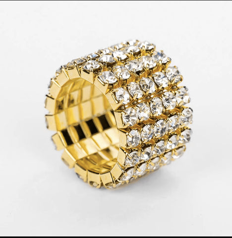 Madison -clear gold 5 row stretch ring