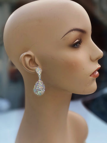 Classy - ab silver pave teardrop earrings