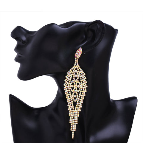 Jasmine - ab gold teardrop rhinestone earrings