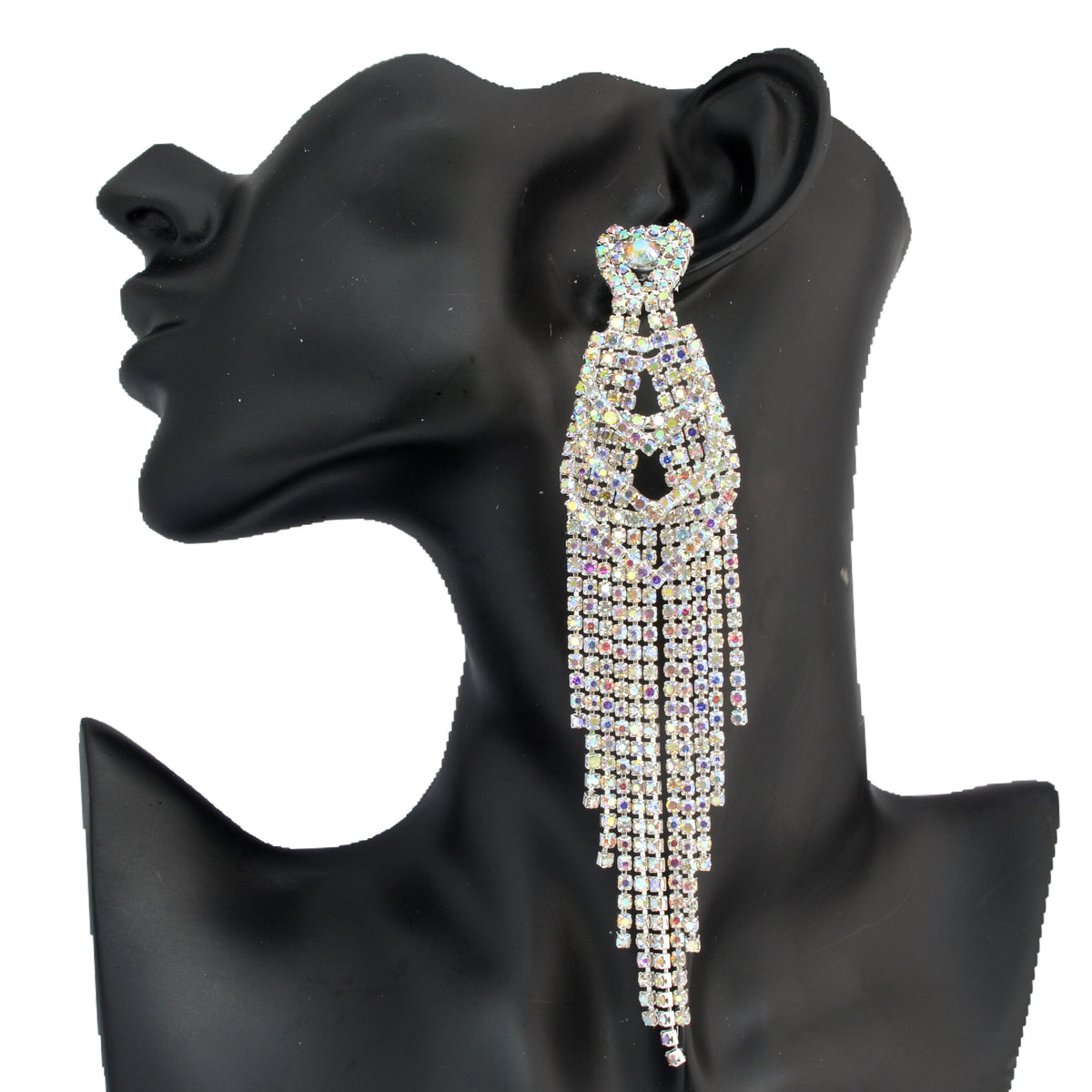 Queen of Hearts - AB Rhinestone heart dangle earrings