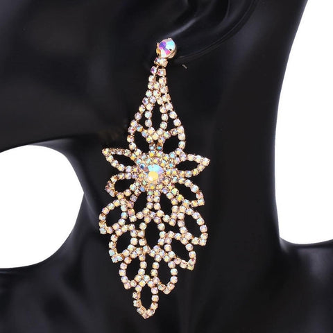 Maya - ab gold chandelier rhinestone earrings