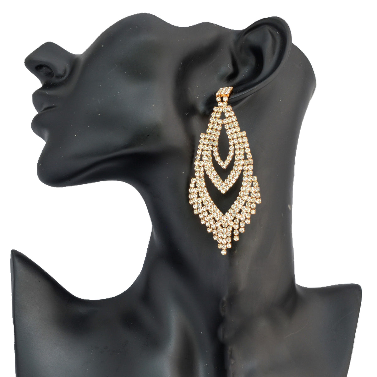 Kizzy - clear gold pave drop rhinestone earrings