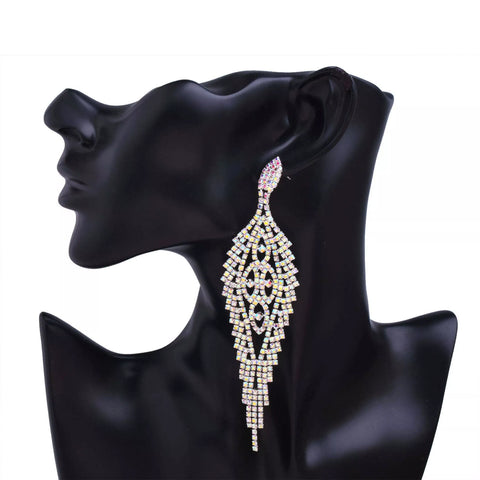 Jasmine - ab silver teardrop rhinestone earrings