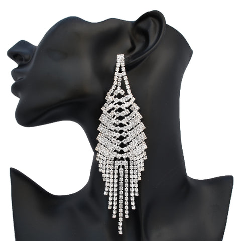 Ariel - clear silver pave rhinestone chandelier earrings