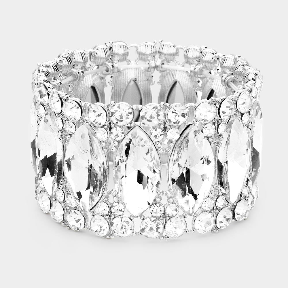 Bree - clear marquise crystal rhinestone stretch bracelet