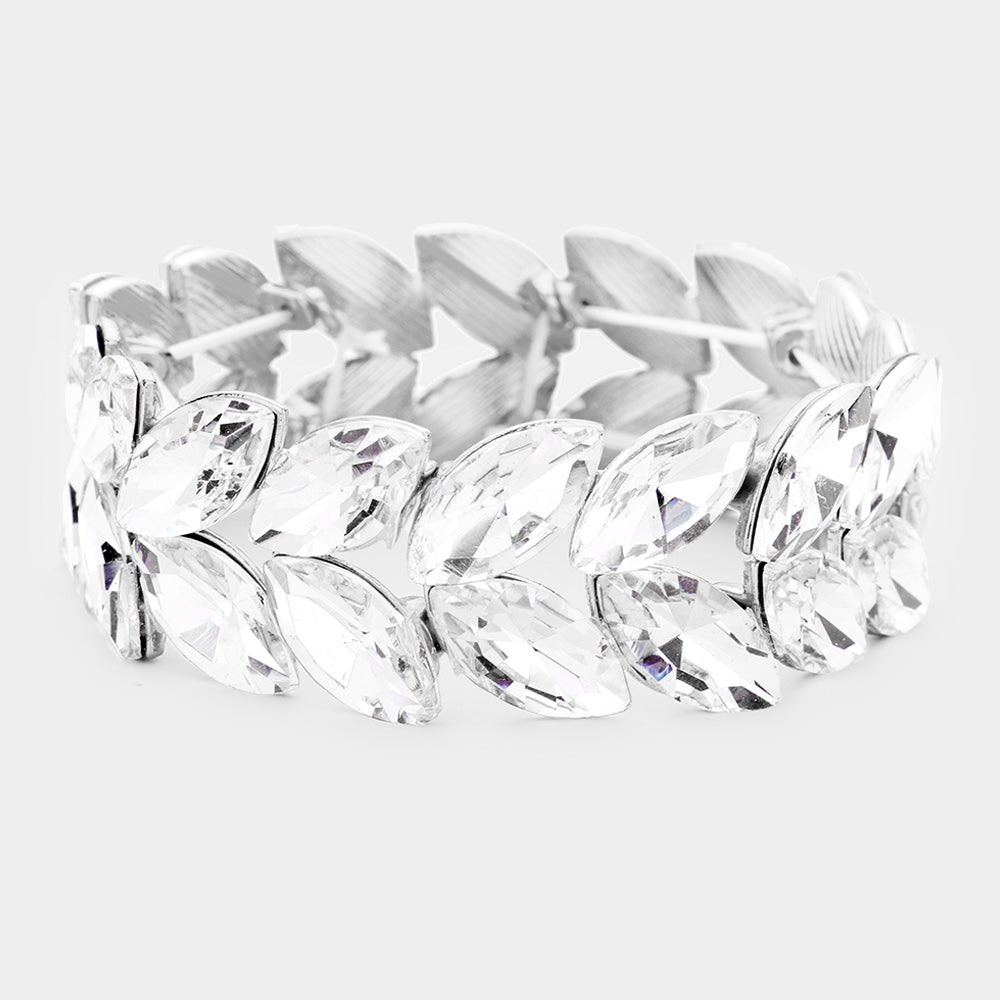 Baby Eve  - clear silver marquise crystal rhinestone stretch bracelet