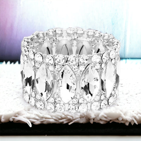 Bree - clear marquise crystal rhinestone stretch bracelet