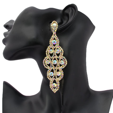 Amber- gold ab drop rhinestone earrings