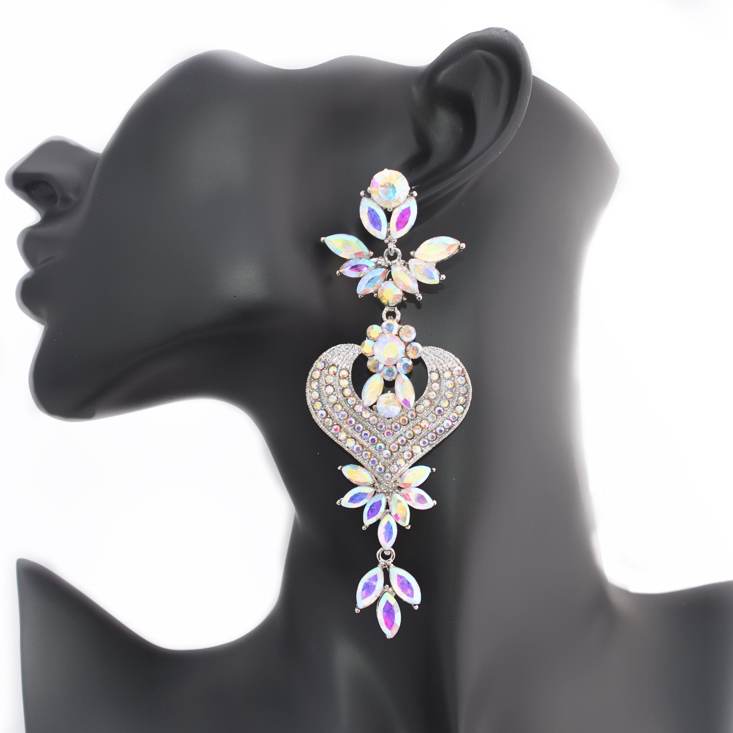 Gianna - AB pave Floral Rhinestone drop Earrings