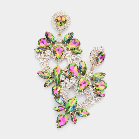 Paris - vitrail gold rhinestone marquise earrings