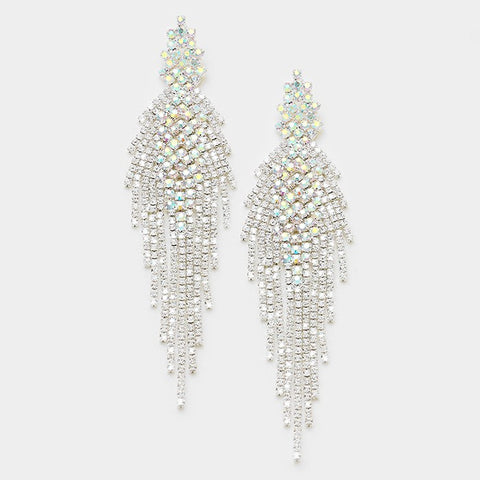 Tehmeena - ab & clear fringe pave crystal rhinestone earrings