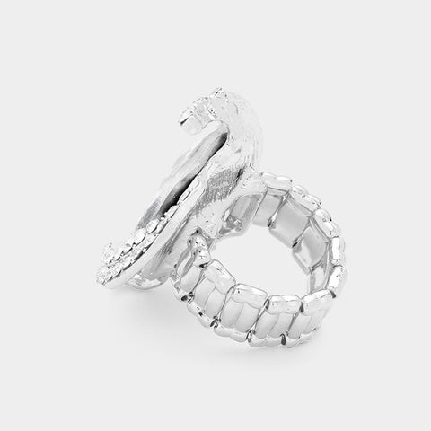 MELANI - AB silver rhinestone stretch ring