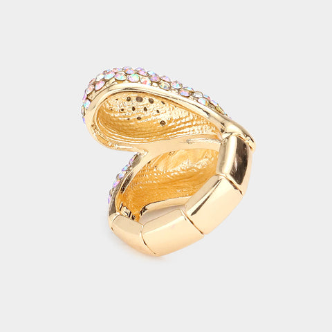 SHARI - ab gold Pave rhinestone stretch Ring