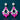 Pair of pink teardrop earrings with clear gemstones on a dark blue background