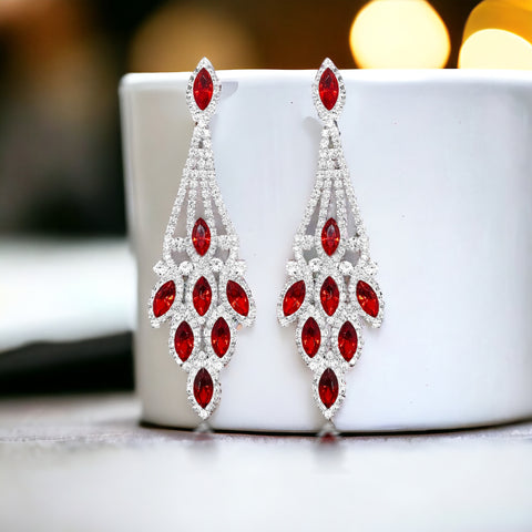INDIRA - clear ruby rhinestone drop earrings