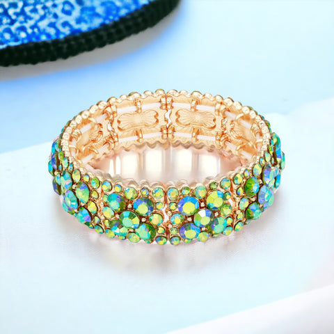LEAH - Green ab bubble stretch rhinestone bracelet