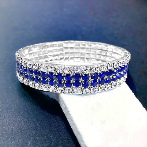 MADISON - clear sapphire 4 row stretch bracelet