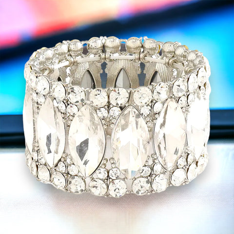 BREE - clear marquise crystal rhinestone stretch bracelet