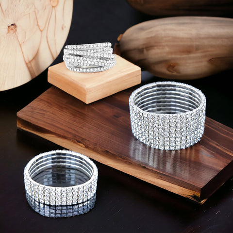 TWYLA - clear silver 3 piece rhinestone jewelry set