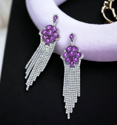 Aaliyah - Custom Colored Rhinestone Dangle Earrings