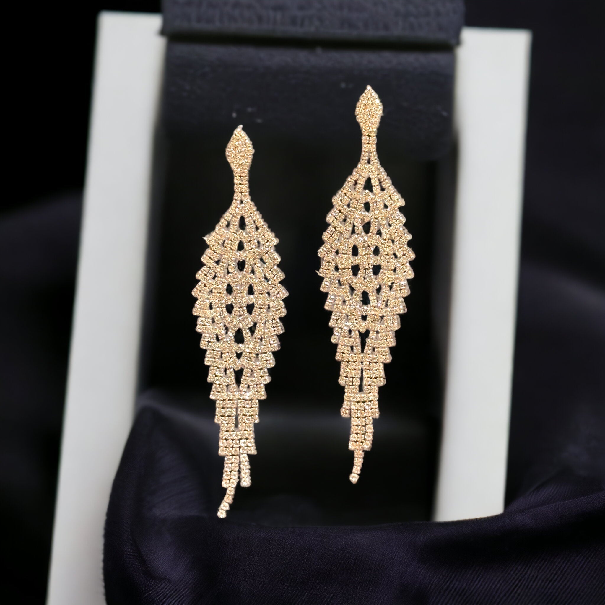 Jasmine -clear gold geometric pave rhinestone earrings