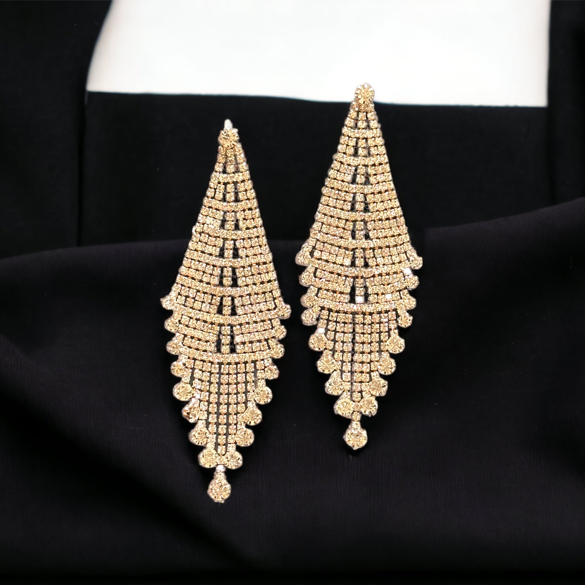 Kylie - clear gold chandelier rhinestone earrings
