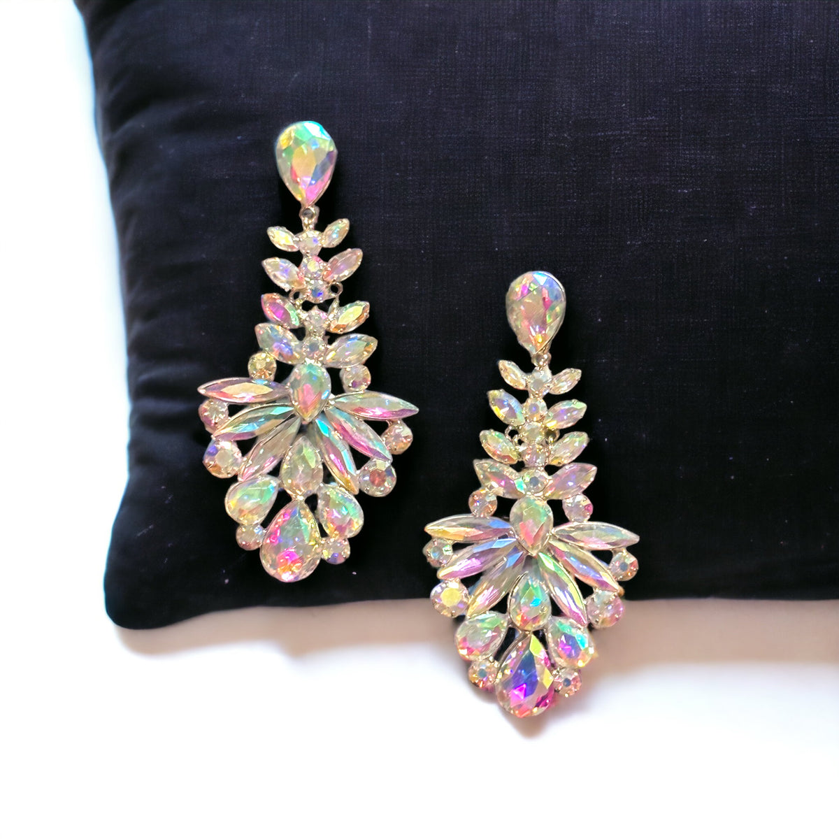 Lark - gold ab floral crystal rhinestone earrings