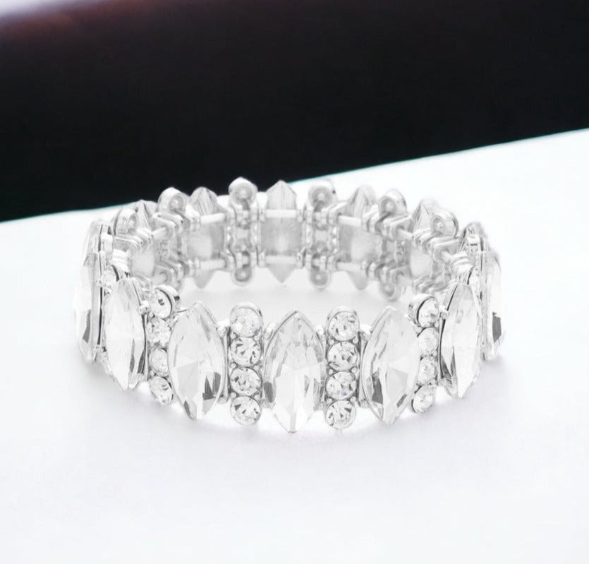 Kara - clear marquise stretch rhinestone bracelet