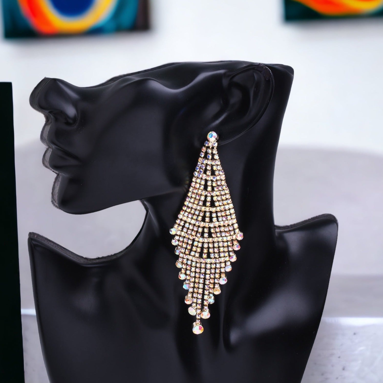 Kylie - gold ab chandelier Rhinestone Earrings